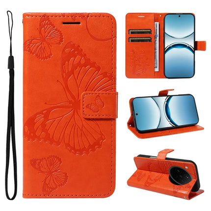 For Oppo Find X8 5G Wallet Case Floral Butterfly Imprinted Leather Phone Cover Stand - Orange