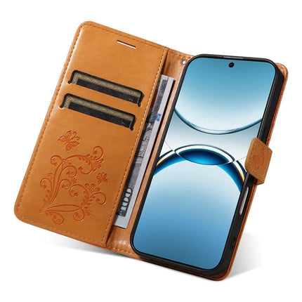 For Oppo Find X8 5G Wallet Case Floral Butterfly Imprinted Leather Phone Cover Stand -  Yellow