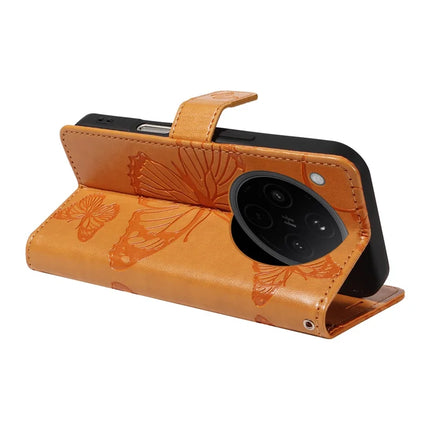For Oppo Find X8 5G Wallet Case Floral Butterfly Imprinted Leather Phone Cover Stand -  Yellow