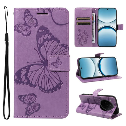 For Oppo Find X8 5G Wallet Case Floral Butterfly Imprinted Leather Phone Cover Stand - Light Purple
