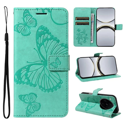 For Oppo Find X8 Pro 5G Wallet Case Floral Butterfly Imprinted Leather Phone Cover Stand -  Green