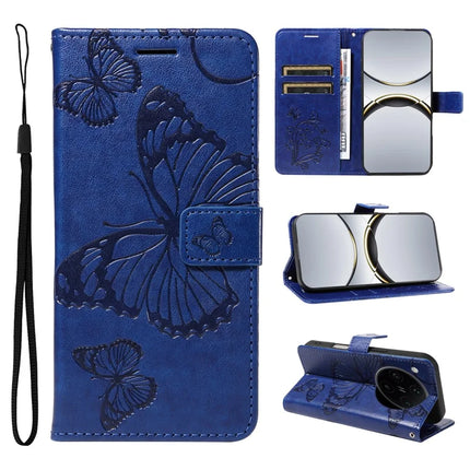 For Oppo Find X8 Pro 5G Wallet Case Floral Butterfly Imprinted Leather Phone Cover Stand - Blue
