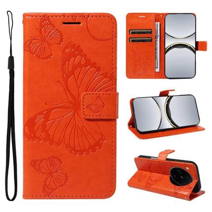 For Oppo Find X8 Pro 5G Wallet Case Floral Butterfly Imprinted Leather Phone Cover Stand - Orange