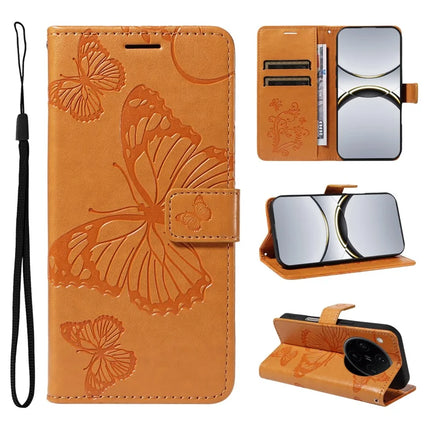For Oppo Find X8 Pro 5G Wallet Case Floral Butterfly Imprinted Leather Phone Cover Stand -  Yellow