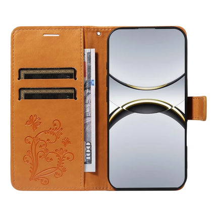 For Oppo Find X8 Pro 5G Wallet Case Floral Butterfly Imprinted Leather Phone Cover Stand -  Yellow