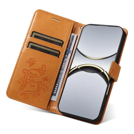 For Oppo Find X8 Pro 5G Wallet Case Floral Butterfly Imprinted Leather Phone Cover Stand -  Yellow