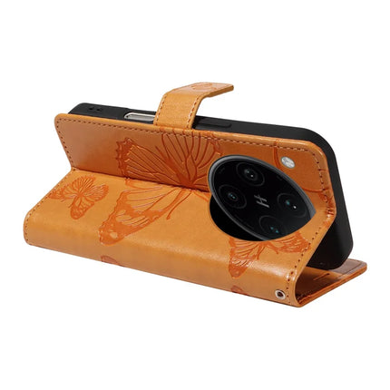 For Oppo Find X8 Pro 5G Wallet Case Floral Butterfly Imprinted Leather Phone Cover Stand -  Yellow