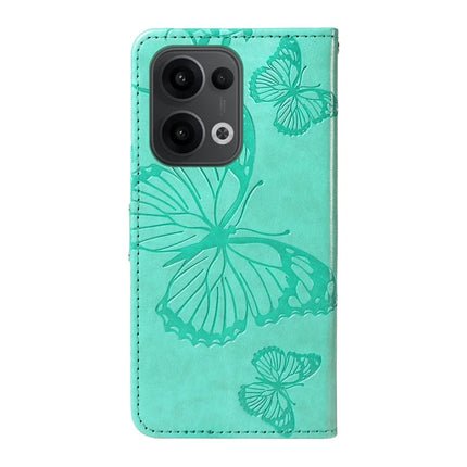 For Oppo Reno13 5G (Global) Wallet Case Floral Butterfly Imprinted Leather Phone Cover Stand -  Green