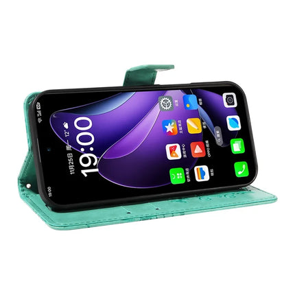For Oppo Reno13 5G (Global) Wallet Case Floral Butterfly Imprinted Leather Phone Cover Stand -  Green