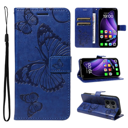 For Oppo Reno13 5G (Global) Wallet Case Floral Butterfly Imprinted Leather Phone Cover Stand - Blue