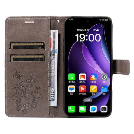 For Oppo Reno13 5G (Global) Wallet Case Floral Butterfly Imprinted Leather Phone Cover Stand