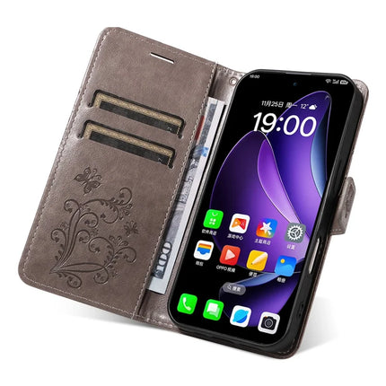 For Oppo Reno13 5G (Global) Wallet Case Floral Butterfly Imprinted Leather Phone Cover Stand
