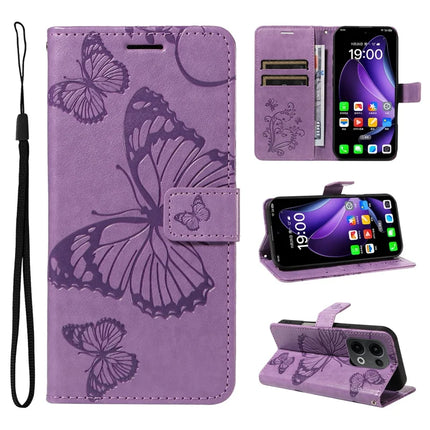 For Oppo Reno13 5G (Global) Wallet Case Floral Butterfly Imprinted Leather Phone Cover Stand - Light Purple