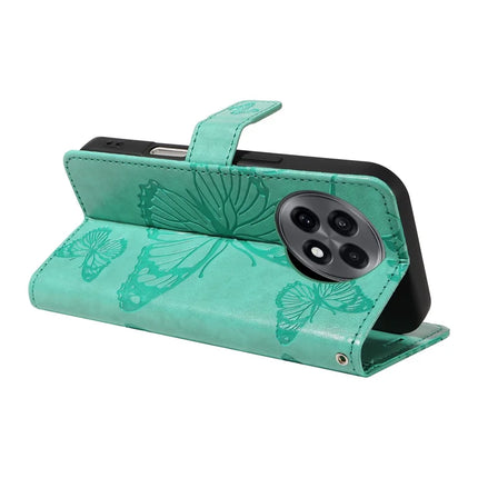 For OnePlus 13R 5G Wallet Case Floral Butterfly Imprinted Leather Phone Cover Stand -  Green