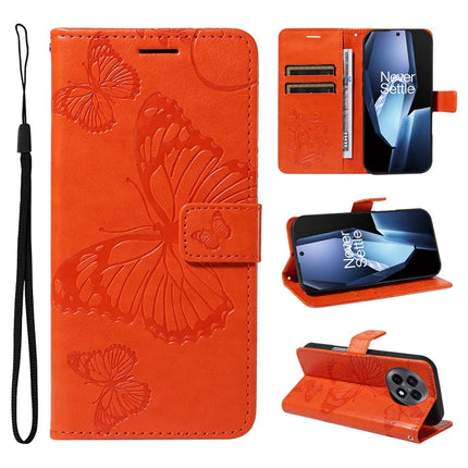 For OnePlus 13R 5G Wallet Case Floral Butterfly Imprinted Leather Phone Cover Stand - Orange
