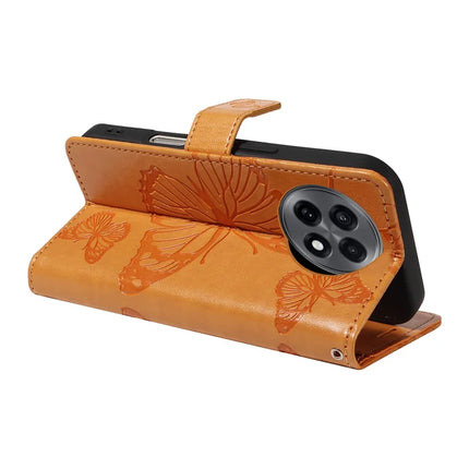 For OnePlus 13R 5G Wallet Case Floral Butterfly Imprinted Leather Phone Cover Stand -  Yellow