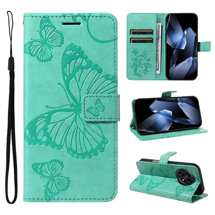 For OnePlus 13 Wallet Case Floral Butterfly Imprinted Leather Phone Cover Stand -  Green