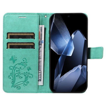 For OnePlus 13 Wallet Case Floral Butterfly Imprinted Leather Phone Cover Stand -  Green