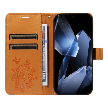 For OnePlus 13 Wallet Case Floral Butterfly Imprinted Leather Phone Cover Stand -  Yellow