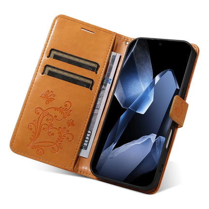 For OnePlus 13 Wallet Case Floral Butterfly Imprinted Leather Phone Cover Stand -  Yellow