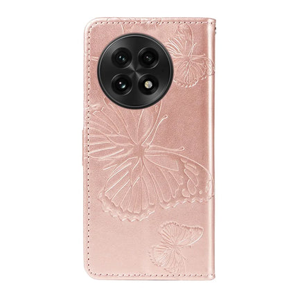 For OnePlus 13 Wallet Case Floral Butterfly Imprinted Leather Phone Cover Stand -  Rose Gold