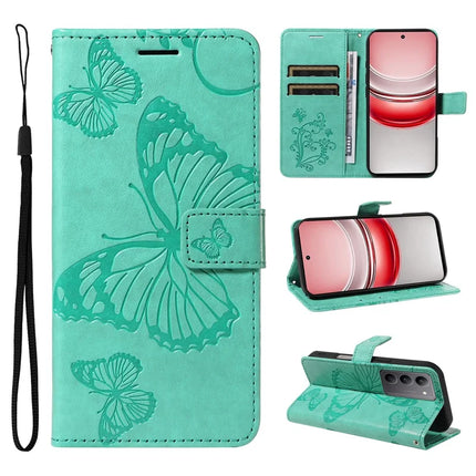 For Realme C75 Wallet Case Floral Butterfly Imprinted Leather Phone Cover Stand -  Green