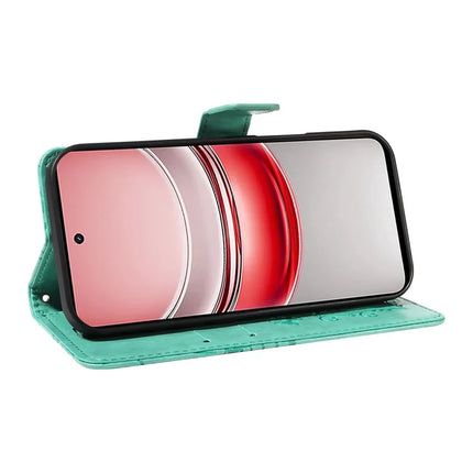 For Realme C75 Wallet Case Floral Butterfly Imprinted Leather Phone Cover Stand -  Green