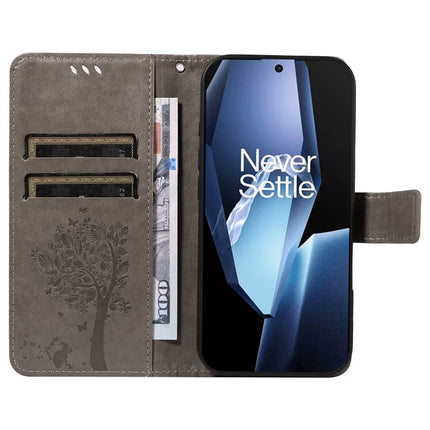 For OnePlus 13R 5G Leather Phone Case Cat Tree Pattern Design Wallet Cover Stand