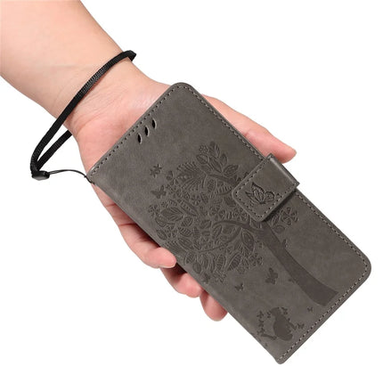 For OnePlus 13R 5G Leather Phone Case Cat Tree Pattern Design Wallet Cover Stand