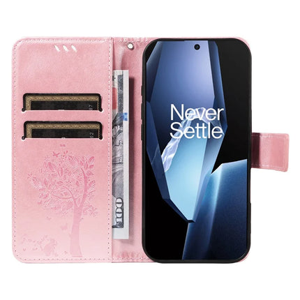 For OnePlus 13R 5G Leather Phone Case Cat Tree Pattern Design Wallet Cover Stand