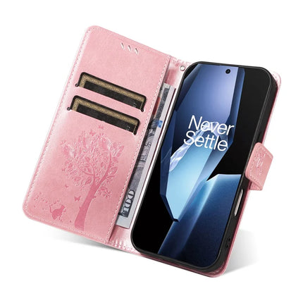 For OnePlus 13R 5G Leather Phone Case Cat Tree Pattern Design Wallet Cover Stand