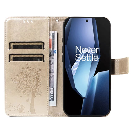 For OnePlus 13R 5G Leather Phone Case Cat Tree Pattern Design Wallet Cover Stand