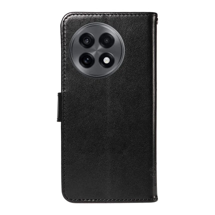 For OnePlus 13R 5G Leather Phone Case Cat Tree Pattern Design Wallet Cover Stand -  Black