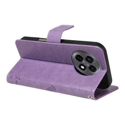 For OnePlus 13R 5G Leather Phone Case Cat Tree Pattern Design Wallet Cover Stand -  Light Purple