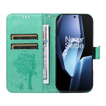 For OnePlus 13R 5G Leather Phone Case Cat Tree Pattern Design Wallet Cover Stand