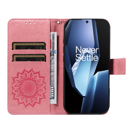 For OnePlus 13R 5G Leather Wallet Case Sunflower Imprinted Phone Cover