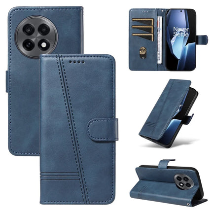 For OnePlus 13R 5G Wallet Case T-Shape Lines Leather Phone Cover Stand - Blue