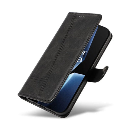 For OnePlus 13R 5G Wallet Case T-Shape Lines Leather Phone Cover Stand -  Black