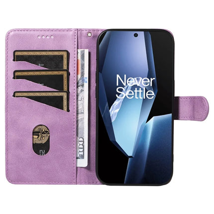 For OnePlus 13R 5G Wallet Case T-Shape Lines Leather Phone Cover Stand -  Light Purple