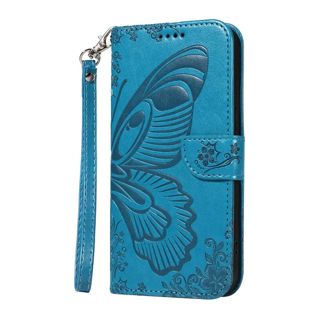 For OnePlus 13R 5G Case Butterfly Pattern PU Leather Folio Flip Phone Cover -  Blue