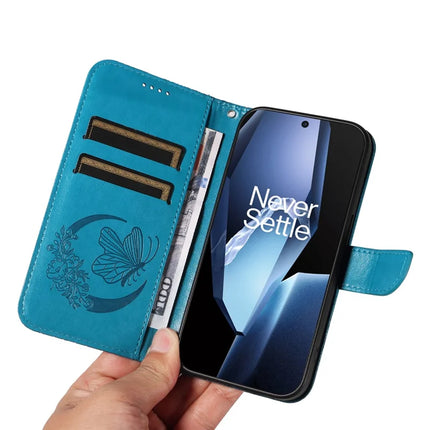 For OnePlus 13R 5G Case Butterfly Pattern PU Leather Folio Flip Phone Cover -  Blue