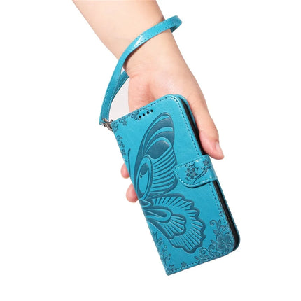 For OnePlus 13R 5G Case Butterfly Pattern PU Leather Folio Flip Phone Cover -  Blue