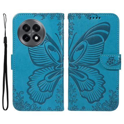 For OnePlus 13R 5G Case Butterfly Pattern PU Leather Folio Flip Phone Cover -  Blue