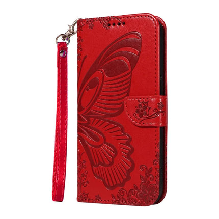 For OnePlus 13R 5G Case Butterfly Pattern PU Leather Folio Flip Phone Cover -  Red