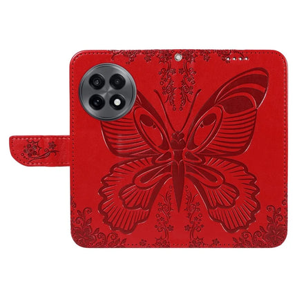 For OnePlus 13R 5G Case Butterfly Pattern PU Leather Folio Flip Phone Cover -  Red