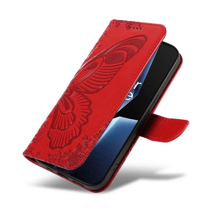 For OnePlus 13R 5G Case Butterfly Pattern PU Leather Folio Flip Phone Cover -  Red
