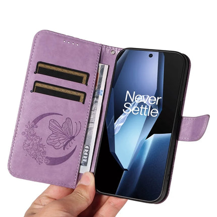 For OnePlus 13R 5G Case Butterfly Pattern PU Leather Folio Flip Phone Cover -  Light Purple