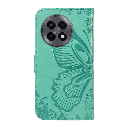 For OnePlus 13R 5G Case Butterfly Pattern PU Leather Folio Flip Phone Cover -  Green