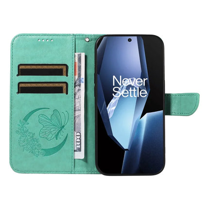 For OnePlus 13R 5G Case Butterfly Pattern PU Leather Folio Flip Phone Cover -  Green