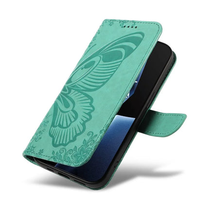 For OnePlus 13R 5G Case Butterfly Pattern PU Leather Folio Flip Phone Cover -  Green